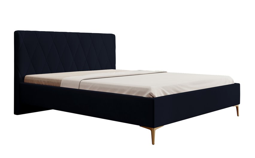 Upholstered bed 180x200 cm Tiksi navy blue velvet