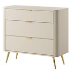 Oval chest of drawers with three drawers, 92 cm, Beige