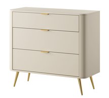 Oval chest of drawers with three drawers, 92 cm, Beige