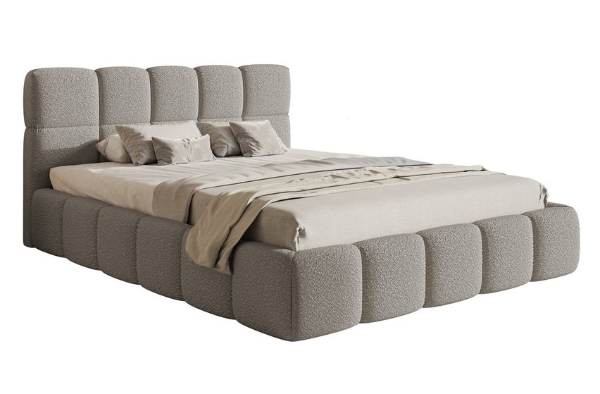 Upholstered bed 160x200 cm Cloudy with storage gray Legend 04