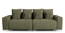 Granadilla Castel 39 three-seater sofa with storage in water-repellent velvet fabric, silver legs