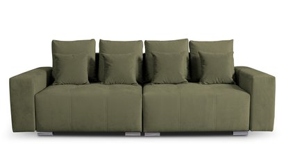 Granadilla Castel 39 three-seater sofa with storage in water-repellent velvet fabric, silver legs