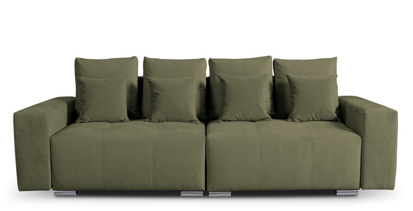 Granadilla Castel 39 three-seater sofa with storage in water-repellent velvet fabric, silver legs