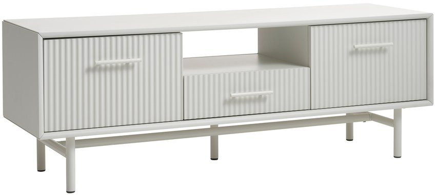 Athenise TV cabinet 140 cm three-door slatted light gray