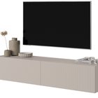 Veldio TV cabinet 140 cm Gray beige with milled front