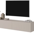 Meuble TV Veldio avec façade fraisée, 140 cm, gris beige, suspendu