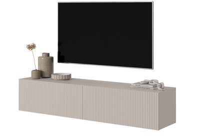 Veldio TV cabinet 140 cm Gray beige with milled front