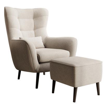 Vence Castel 03 easy-clean velvet lounge chair with footstool