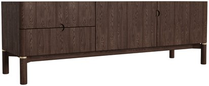 Tharoe 160 cm wooden TV cabinet with gold decoration, espresso oak