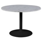 Table à manger ronde Fliese, diamètre 110 cm, marbre blanc sur socle noir
