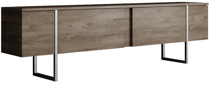 Steelaris TV cabinet on silver metal legs walnut