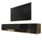 Meuble TV Wander 180 cm (Couleur de variante : Chêne Wotan / Noir Brillant, Éclairage : Non)