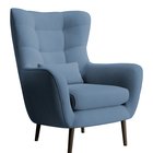 Vence Castel 74 wing armchair, velvet, easy-to-clean beech legs