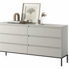 Bemmi Beige six-drawer chest of drawers with black legs