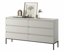 Bemmi Beige six-drawer chest of drawers with black legs