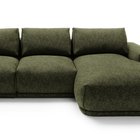 Divo L-shaped corner sofa with sleeping function, dark green, hydrophobic braid, right-hand side