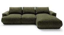 Divo L-shaped corner sofa with sleeping function, dark green, hydrophobic braid, right-hand side