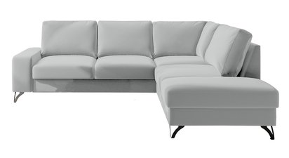 Corner sofa with sleeping function Bewello L-shaped with side and container Matt Velvet 83 easy-cleaning hydrophobic velour right-hand side