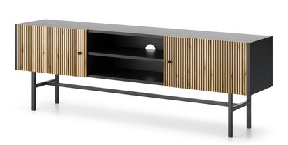 Divenos two-door TV cabinet with niches and slats 155 cmBlack