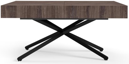 2in1 Movilinne extendable coffee table Sherman Oak X-shaped legs