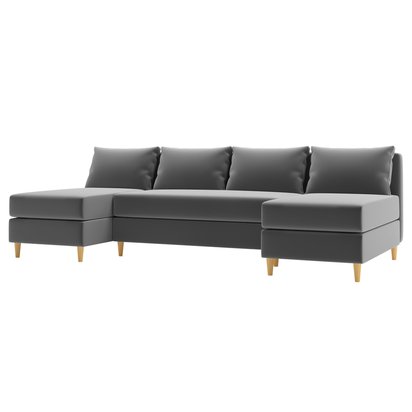 Corner sofa with sleeping function Squetta U-shaped with storage universal gray