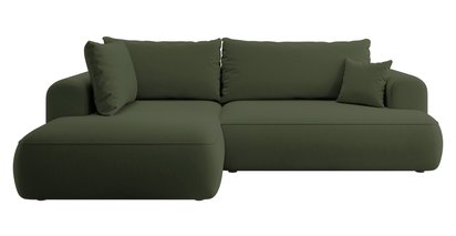 Ovo II L-shaped corner sofa with sleeping function Castel 39 with side and container, easy-to-clean velvet, left-hand