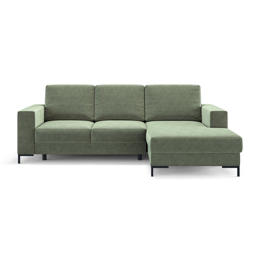 Mokpeo corner sofa bed (Fabric: Scala Forest, Legs: Black, Side: Right)