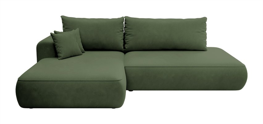 Foggi Magic Velvet 2243 L-shaped corner sofa with sleeping function with a container in hydrophobic velor fabric, left-hand side