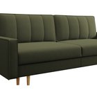 Derban three-seater sofa bed with storage, olive velvet, easy to clean