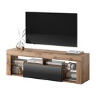 Meuble TV Bianko 140 cm (Éclairage : Non, Couleur : Chêne Lancelot / Noir Brillant)