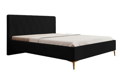 Upholstered bed 140x200 cm Tiksi black velvet