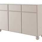 Chocolated three-door chest of drawers with three drawers 150 cm on crutch legs, sand beige