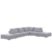 Mia L-shaped modular corner sofa with two poufs (Fabric: Grande 90)