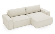 Brylio L-shaped corner sofa with sleeping function with storage, universal cream plush