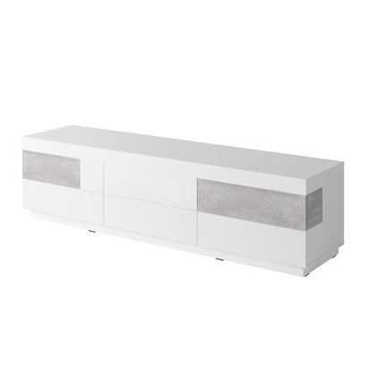 Galaka TV Cabinet with Six Drawers (White / Glossy White / Colorado Concrete)