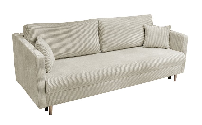 Mahasar three-seater sofa with storage, beige corduroy