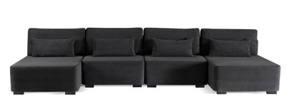 Corner sofa with sleeping function Moduliano U-shaped large with container universal black corduroy