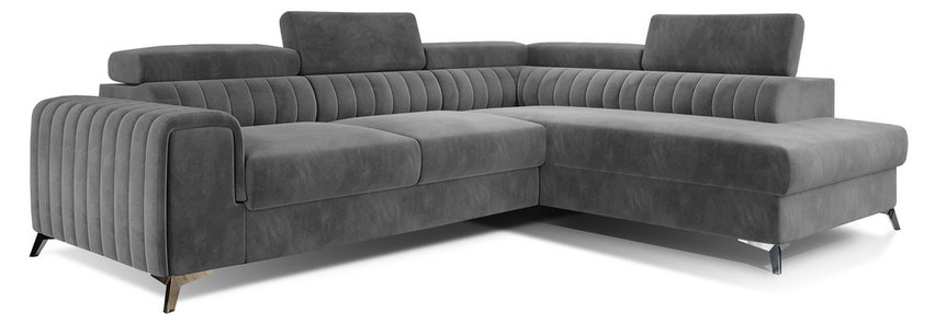 Corner sofa with sleeping function Negreiros (Fabric: Paros 06, Side: Right)