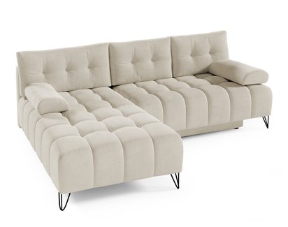 Bareli L-shaped Amon 17 corner sofa bed with storage, hydrophobic velvet, left-hand side