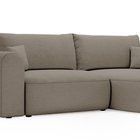 Sollano L-shaped corner sofa with sleeping function with container, universal, dark beige, easy-to-clean chenille