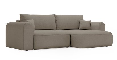 Sollano L-shaped corner sofa with sleeping function with container, universal, dark beige, easy-to-clean chenille