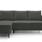 Rodario mini gray corner sofa with sleeping function with left-hand corduroy container