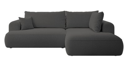 Ovo II L-shaped corner sofa with sleeping function Abriamo 08 with side panel and right-hand boucle container