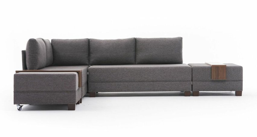 Modular corner sofa with sleeping function Solizes brown left-hand side