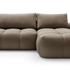 Canapé d'angle Ombo en L avec fonction couchage avec conteneur Salvador 03, velours hydrophobe, côté droit