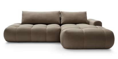 Ombo L-shaped corner sofa with sleeping function with container Salvador 03, hydrophobic velvet, right-hand side