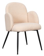 Smitor chair with armrests in beige boucle fabric