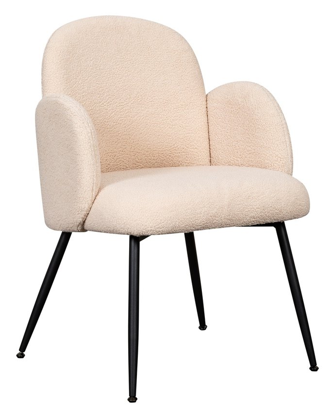 Smitor chair with armrests in beige boucle fabric