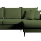 Volio velvet corner sofa with sleeping function, hydrophobic, black legs