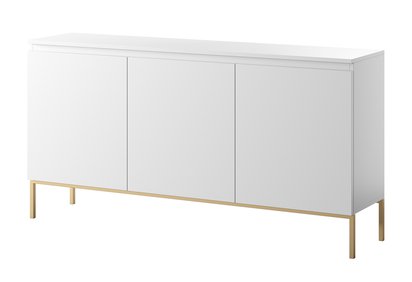 Bemmi three-door chest of drawers, 150 cm, white with gold legs